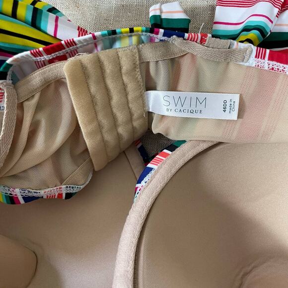 Swim Cacique Lane Bryant Plus Size Convertible Striped Bikini Top - Size 46DD - Picture 6 of 7